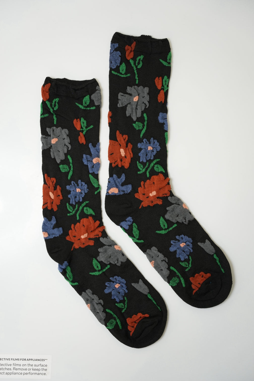Floral Embroidered Crew Socks