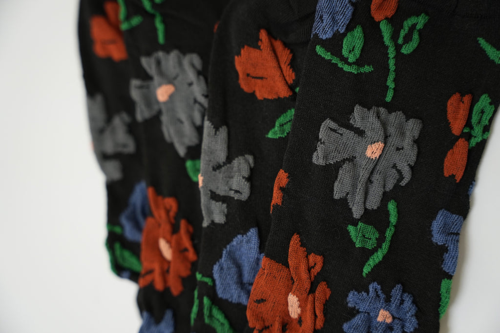 Floral Embroidered Crew Socks