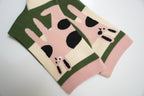 Pink Funky Cat Colour Block Crew Socks