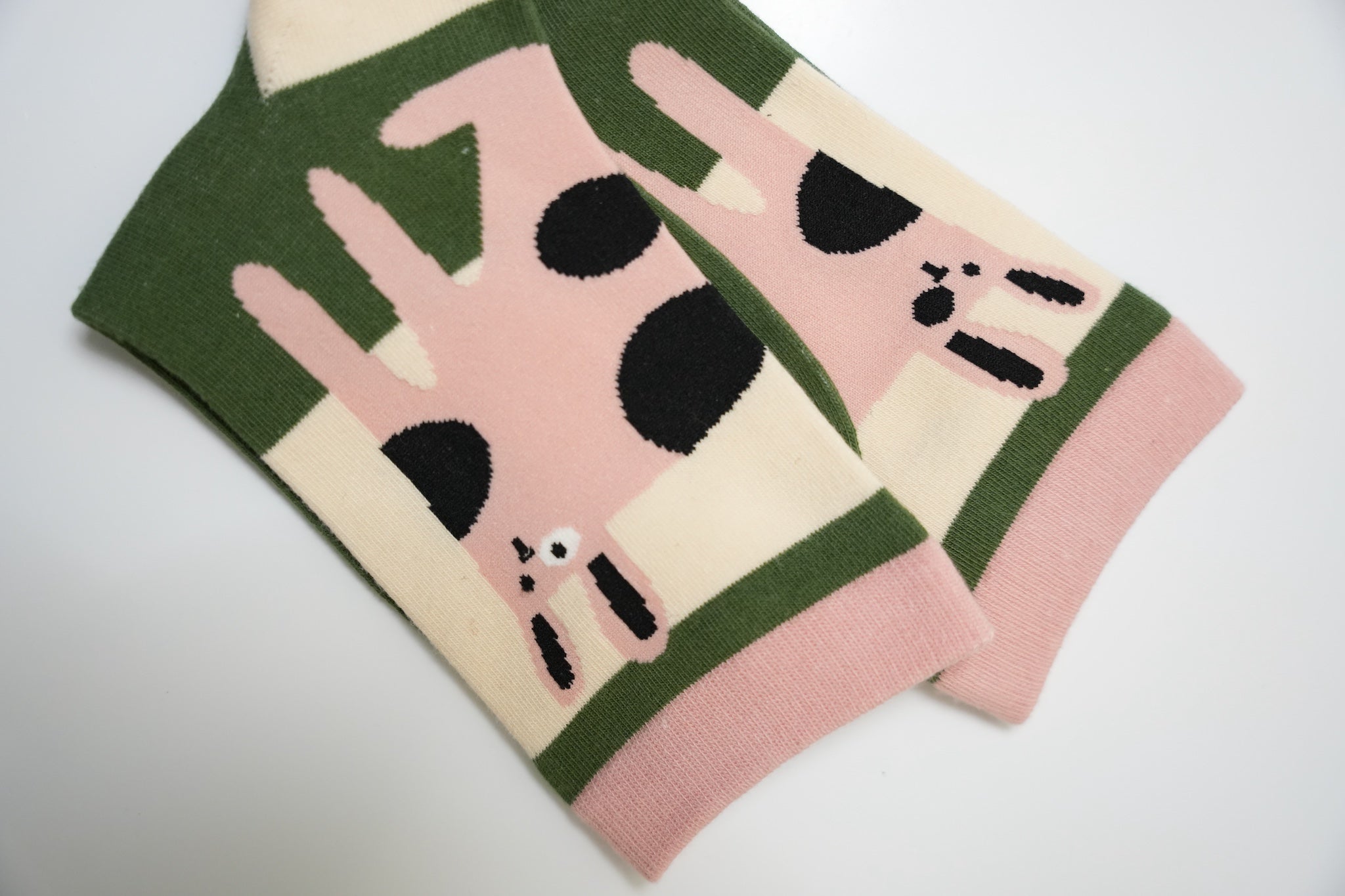 Pink Funky Cat Colour Block Crew Socks