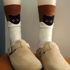 Peek-a-Boo Black Cat Crew Socks