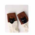 Peek-a-Boo Black Cat Crew Socks