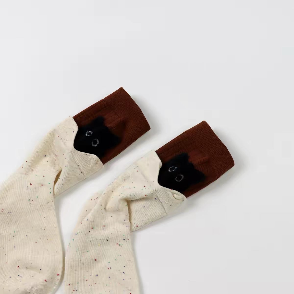 Peek-a-Boo Black Cat Crew Socks