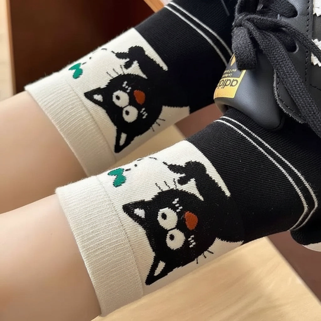 OK Cat Crew Socks