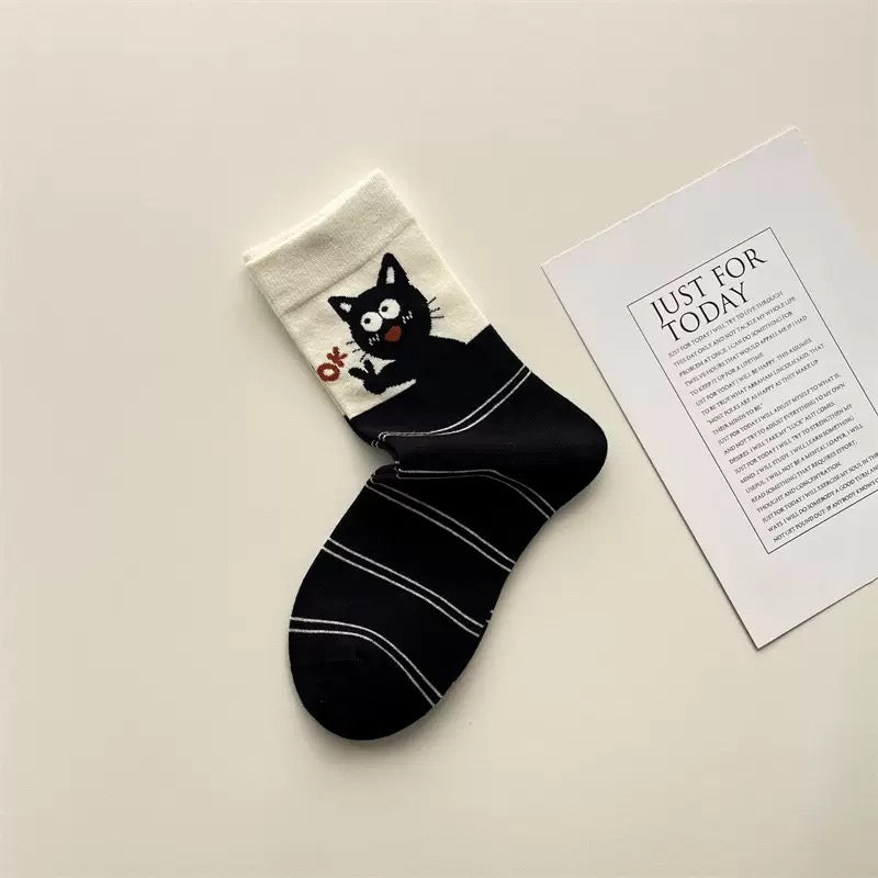 OK Cat Crew Socks