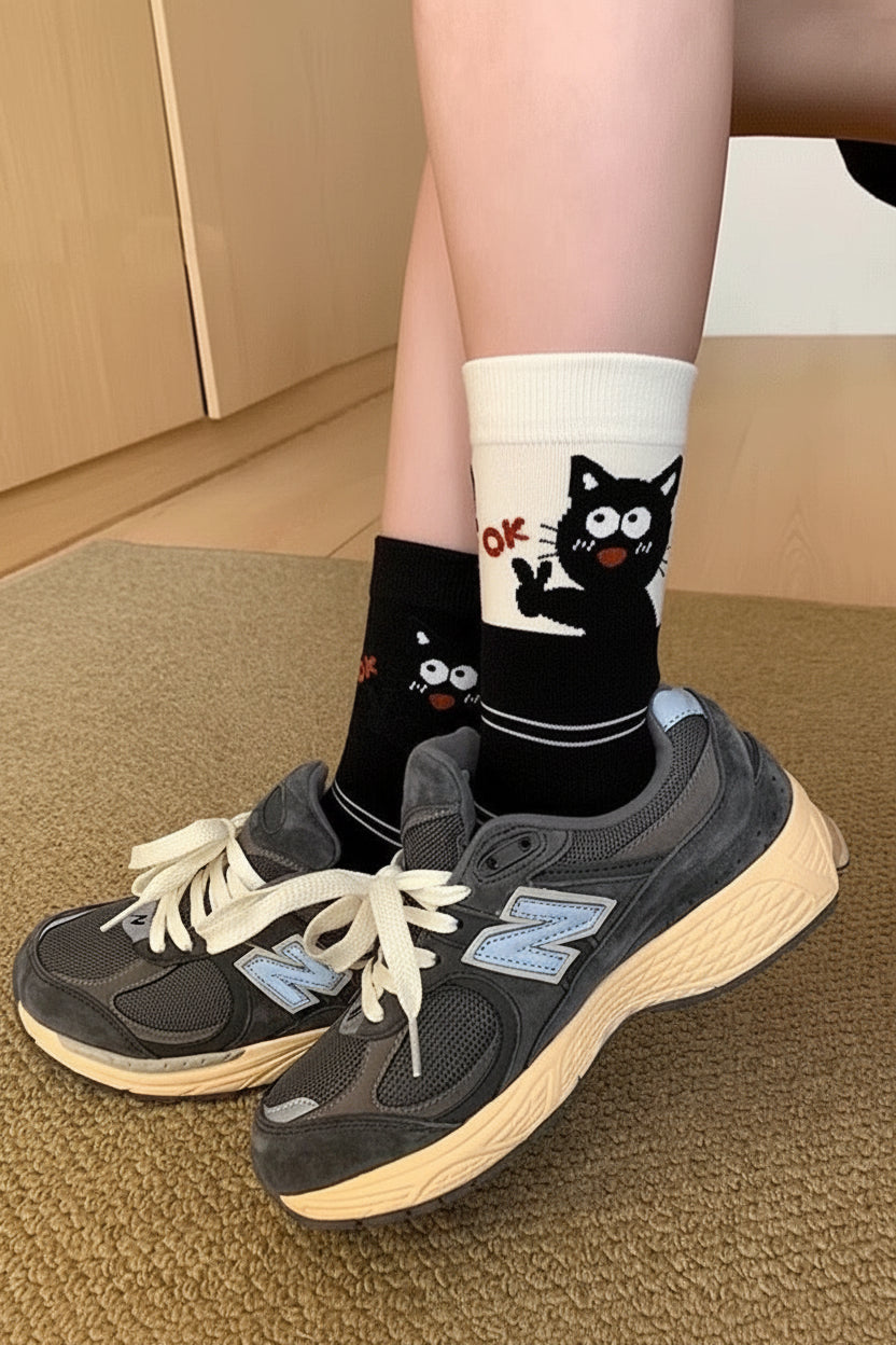 OK Cat Crew Socks