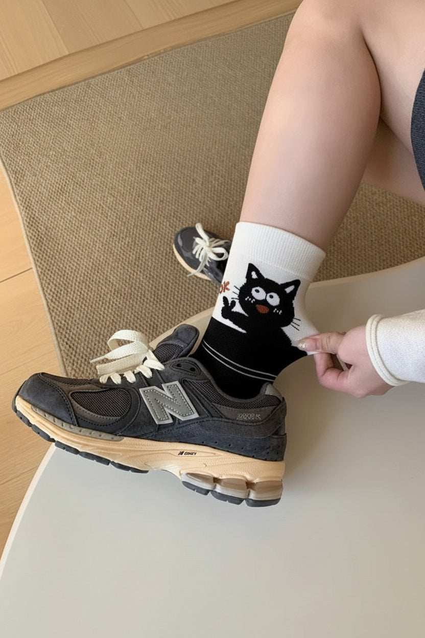 OK Cat Crew Socks