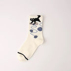Playful Black Cat &amp; Yarn Ball Crew Socks