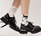 Playful Black Cat &amp; Yarn Ball Crew Socks
