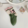 Pink Funky Cat Colour Block Crew Socks