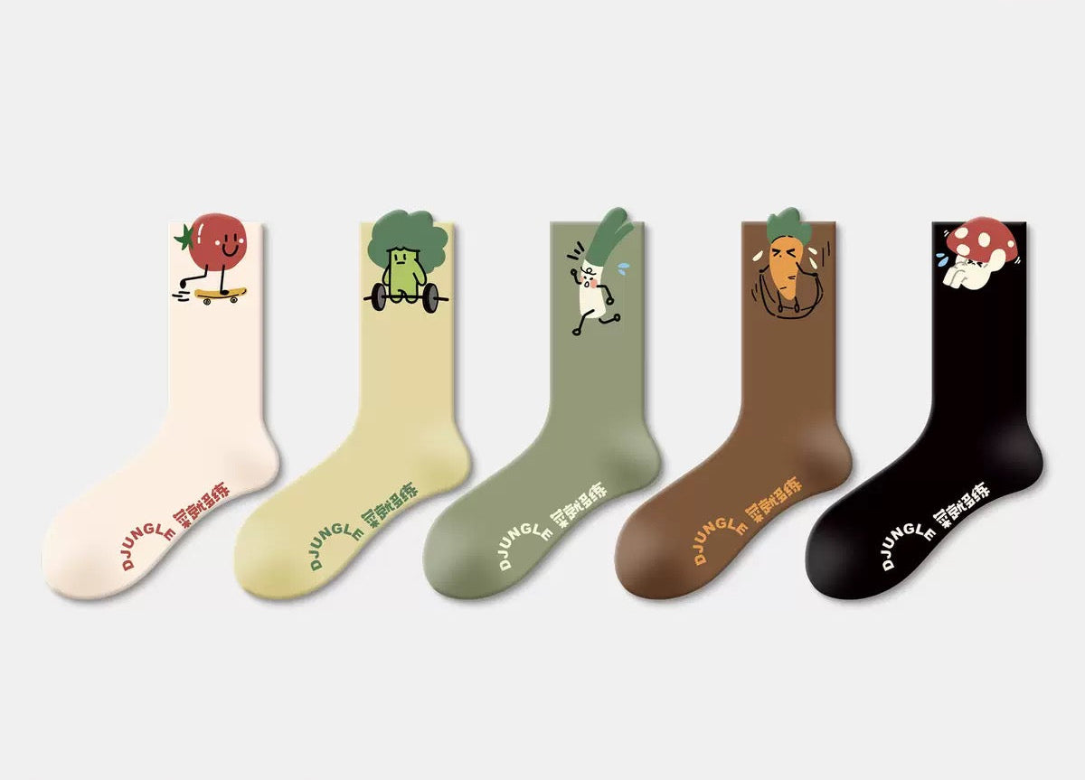 Funky Veggie Squad Crew Socks — Collection of 5 Designs