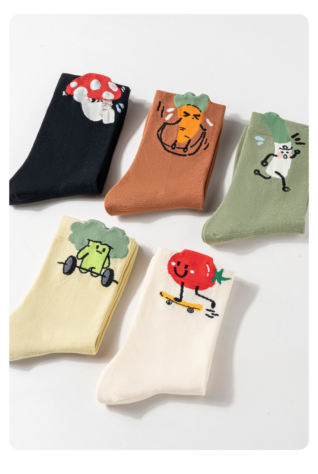 Funky Veggie Squad Crew Socks — Collection of 5 Designs