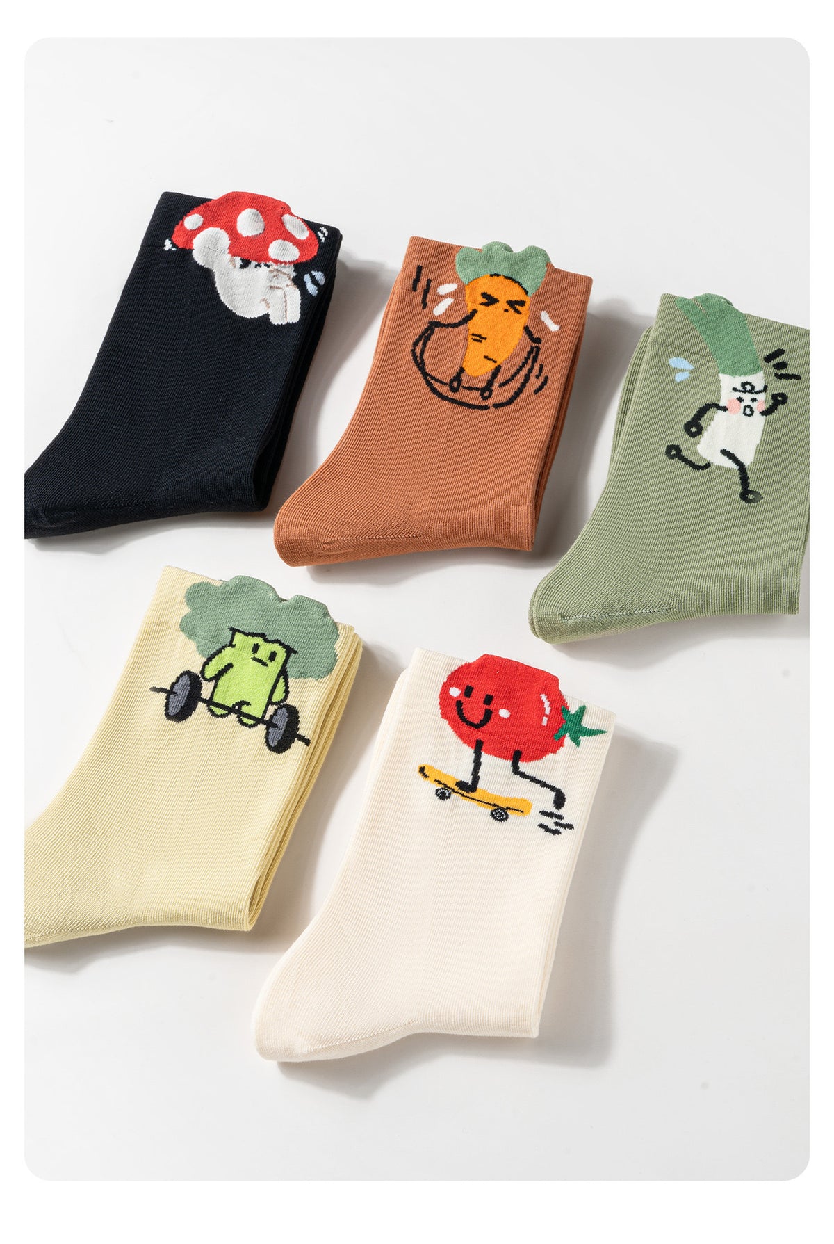 Funky Veggie Squad Crew Socks — Collection of 5 Designs