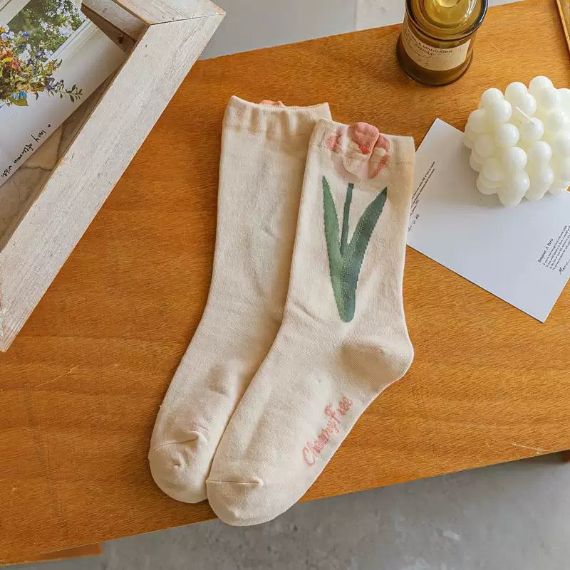 Tulip Garden Crew Socks