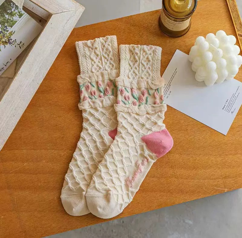 Tulip Garden Crew Socks