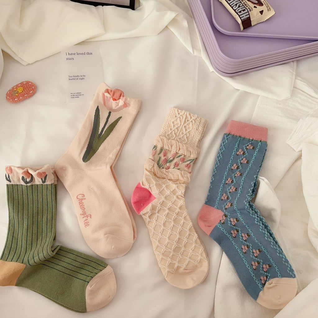 Tulip Garden Crew Socks