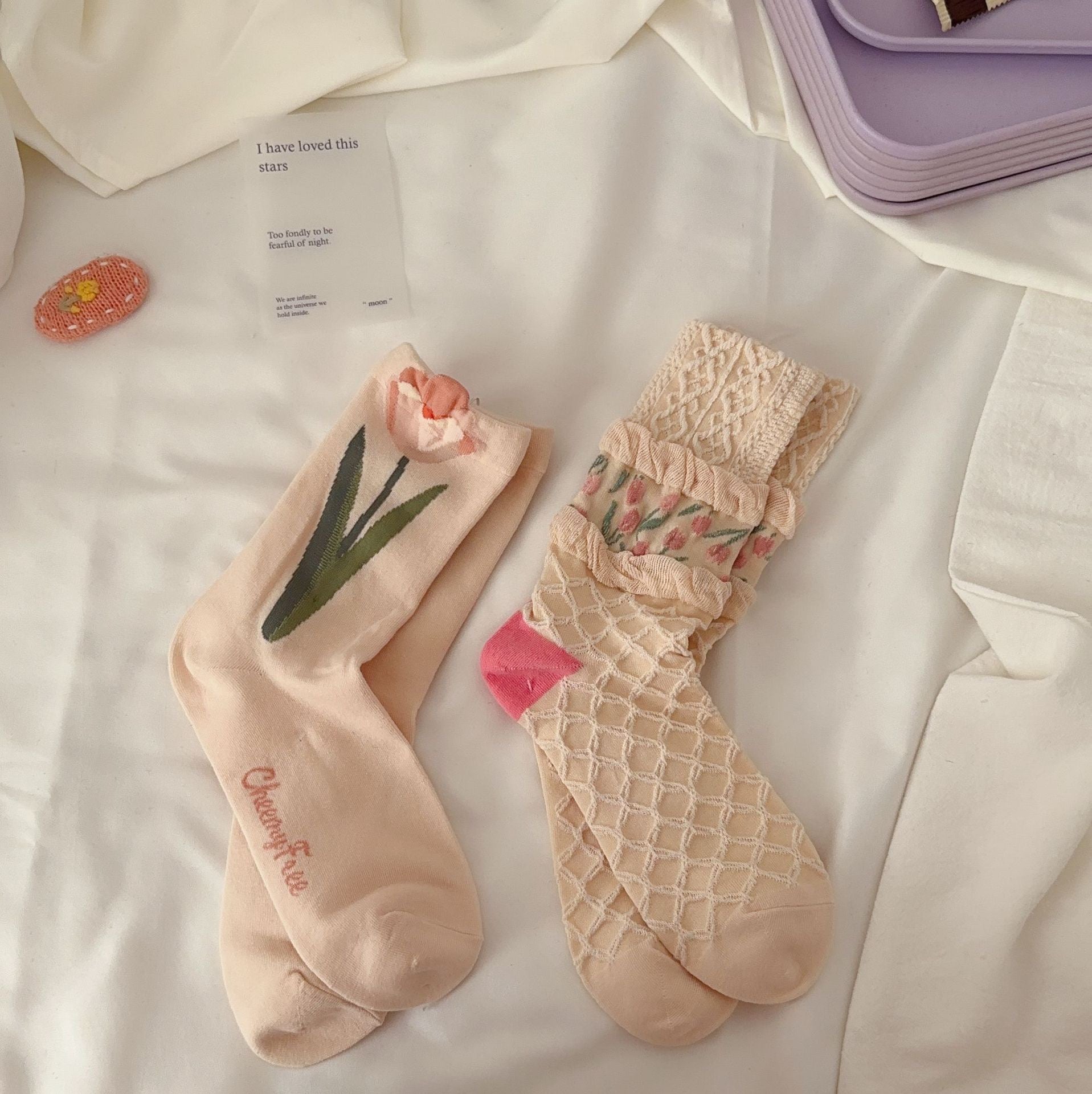Tulip Garden Crew Socks