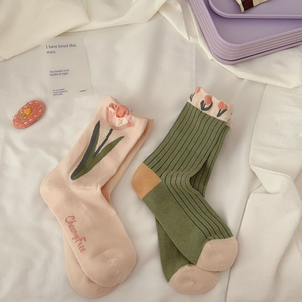 Tulip Garden Crew Socks