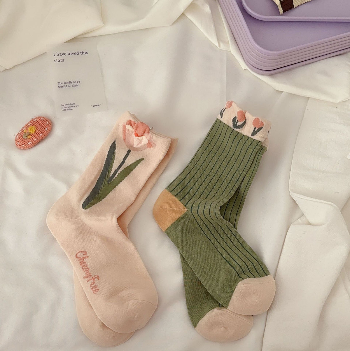 Tulip Garden Crew Socks