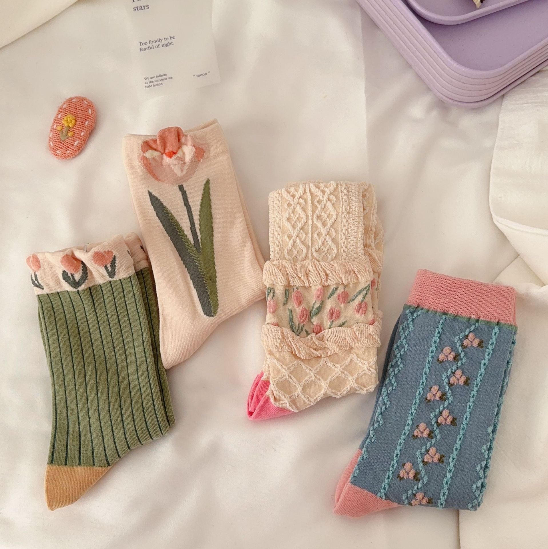 Tulip Garden Crew Socks