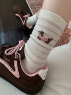 Sausage Dog Stripe Crew Socks