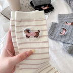 Sausage Dog Stripe Crew Socks