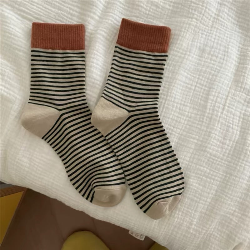 Terracotta Stripe Crew Socks