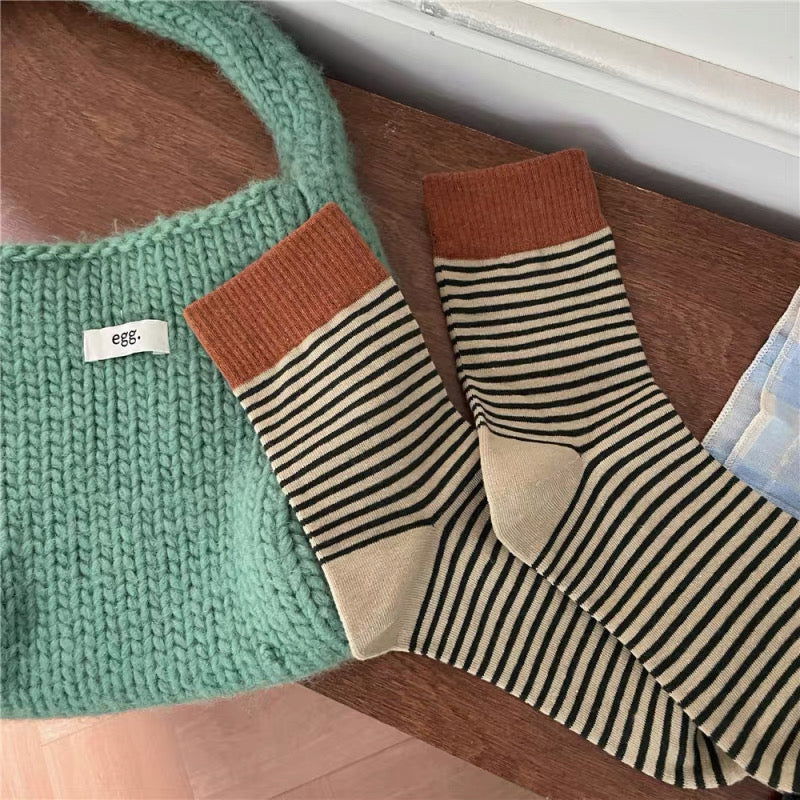 Terracotta Stripe Crew Socks