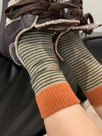 Terracotta Stripe Crew Socks