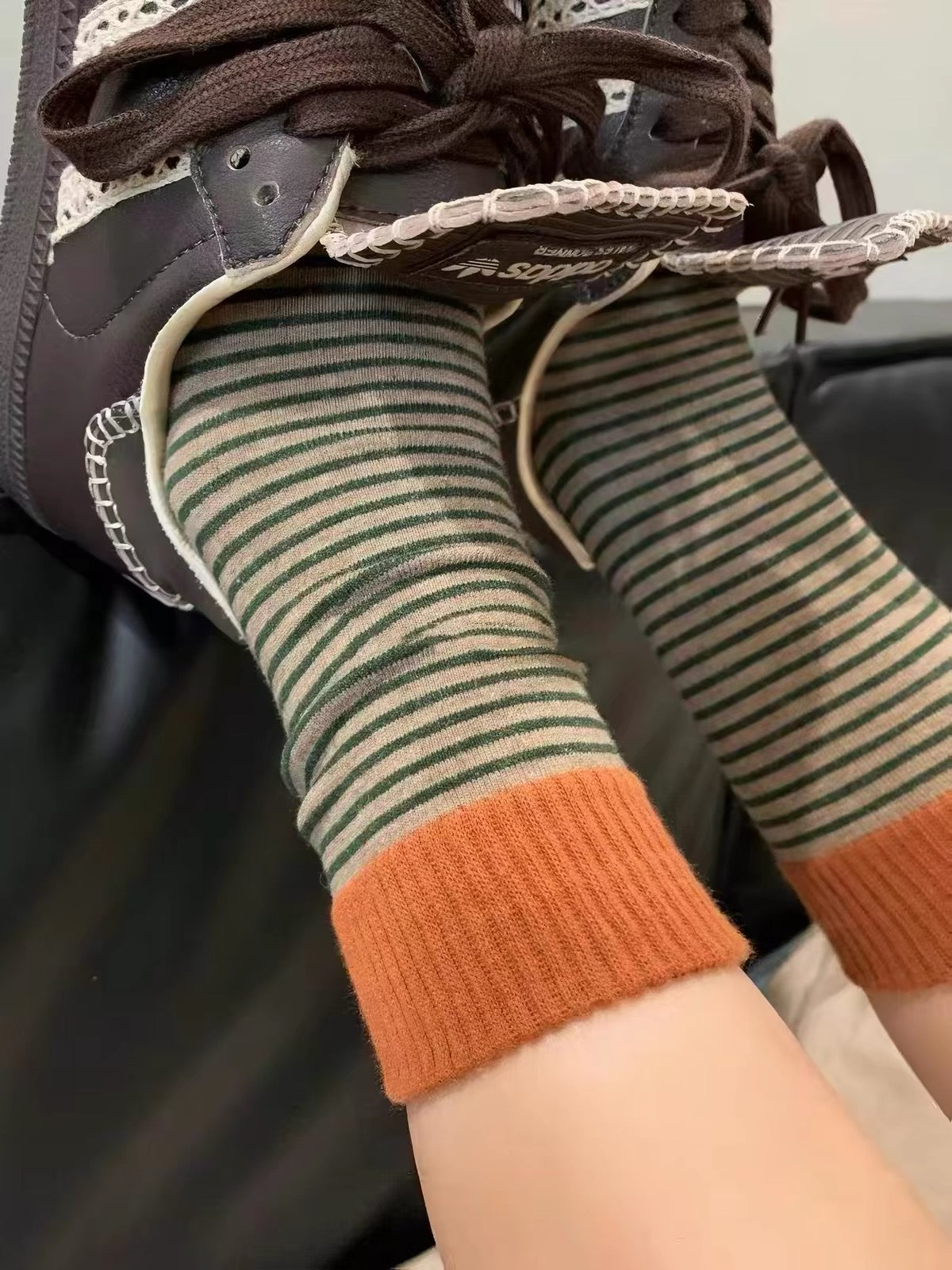Terracotta Stripe Crew Socks