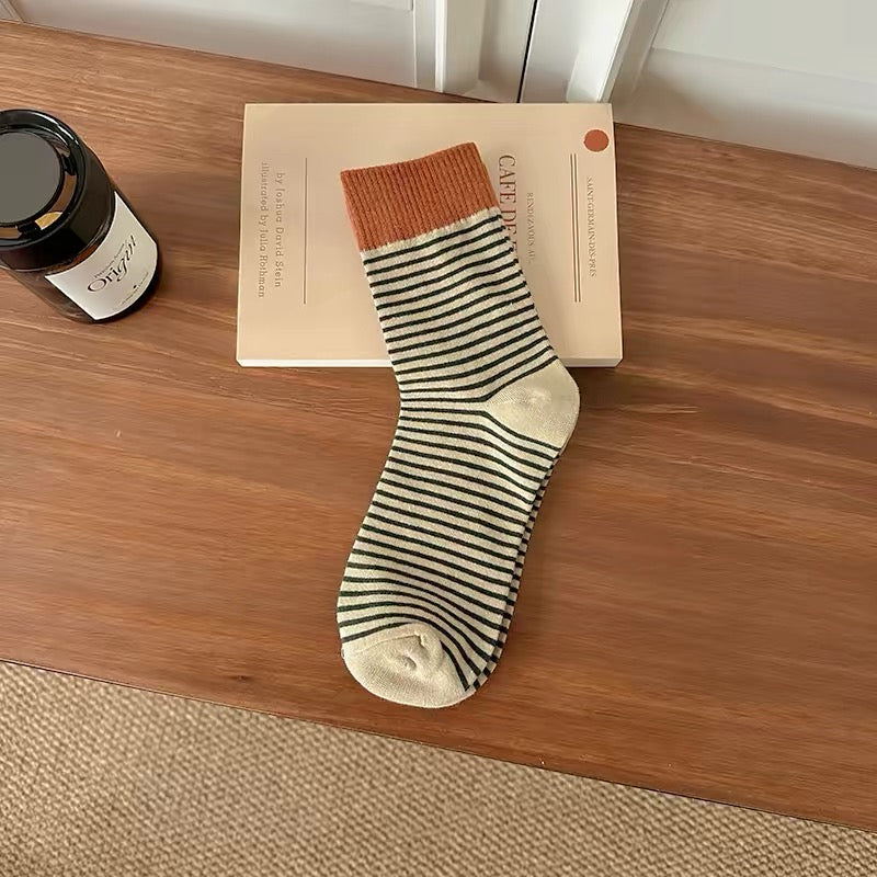 Terracotta Stripe Crew Socks