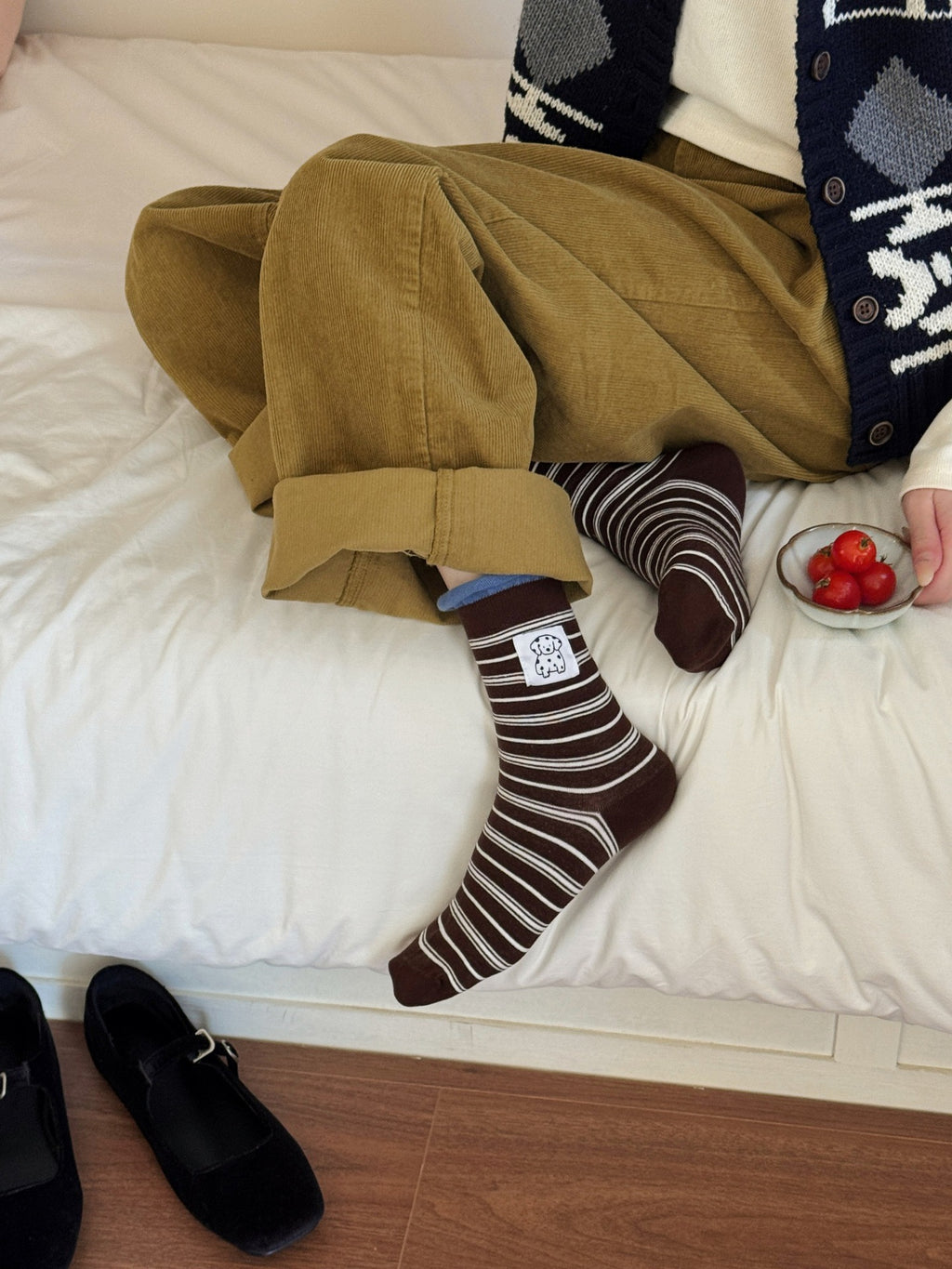 Dalmatian Patch Stripe Crew Socks