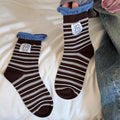 Dalmatian Patch Stripe Crew Socks