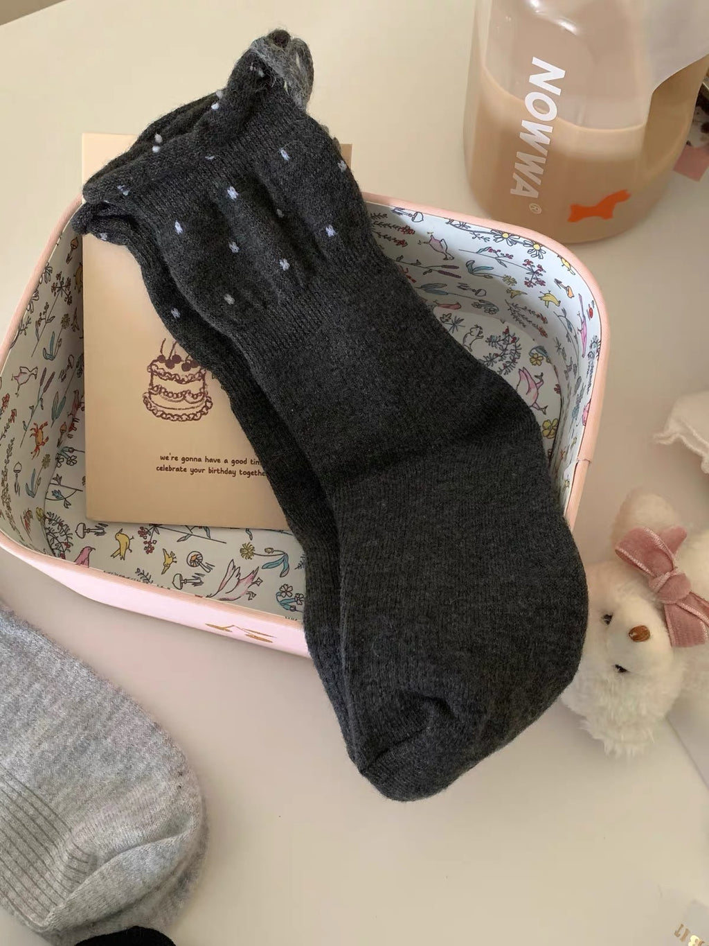 Polka Dot Bow Slouch Socks