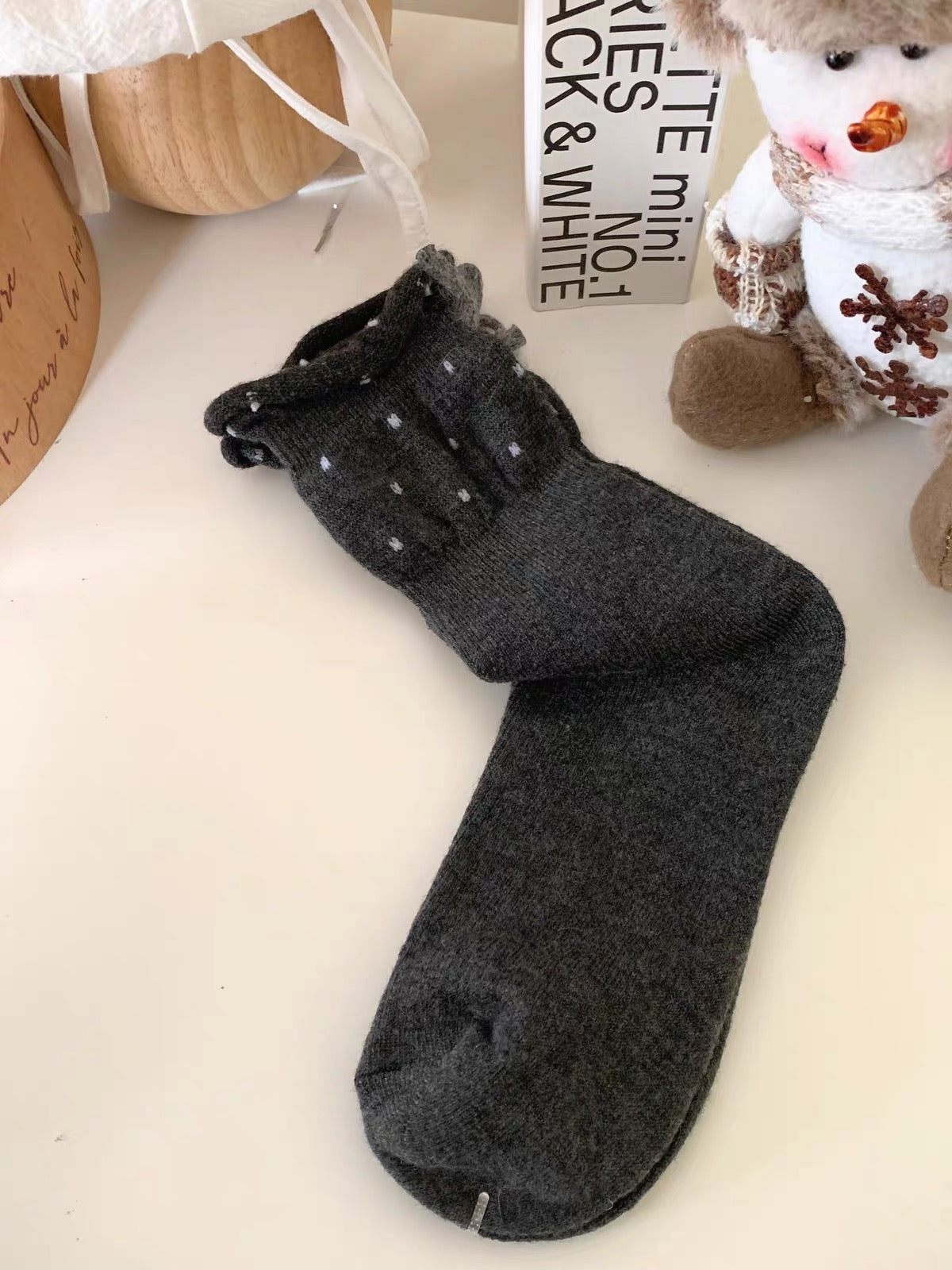 Polka Dot Bow Slouch Socks